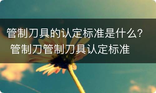 管制刀具的认定标准是什么？ 管制刀管制刀具认定标准