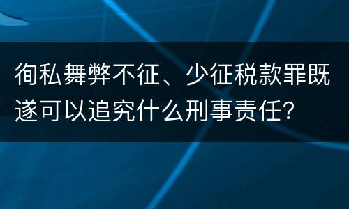 徇私舞弊不征、少征税款罪既遂可以追究什么刑事责任？