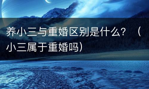 养小三与重婚区别是什么？（小三属于重婚吗）