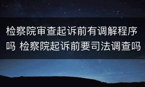 检察院审查起诉前有调解程序吗 检察院起诉前要司法调查吗