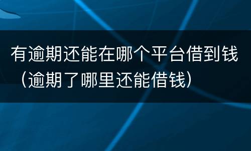 有逾期还能在哪个平台借到钱（逾期了哪里还能借钱）