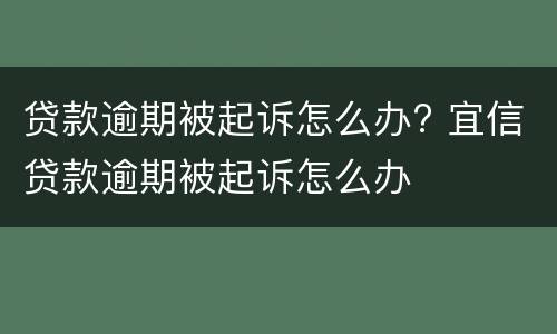 贷款逾期被起诉怎么办? 宜信贷款逾期被起诉怎么办