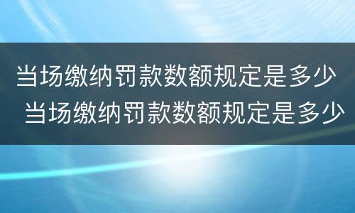 当场缴纳罚款数额规定是多少 当场缴纳罚款数额规定是多少元