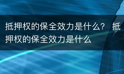 抵押权的保全效力是什么？ 抵押权的保全效力是什么