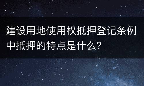建设用地使用权抵押登记条例中抵押的特点是什么？