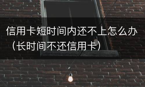 信用卡短时间内还不上怎么办（长时间不还信用卡）