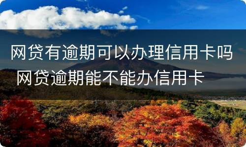 网贷有逾期可以办理信用卡吗 网贷逾期能不能办信用卡