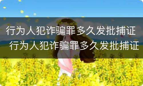 行为人犯诈骗罪多久发批捕证 行为人犯诈骗罪多久发批捕证书