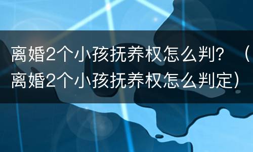 离婚2个小孩抚养权怎么判？（离婚2个小孩抚养权怎么判定）