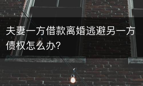 夫妻一方借款离婚逃避另一方债权怎么办？
