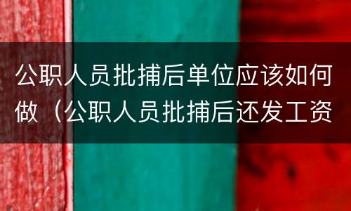 公职人员批捕后单位应该如何做（公职人员批捕后还发工资吗）