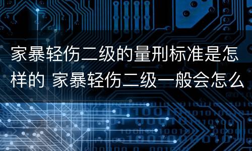家暴轻伤二级的量刑标准是怎样的 家暴轻伤二级一般会怎么判