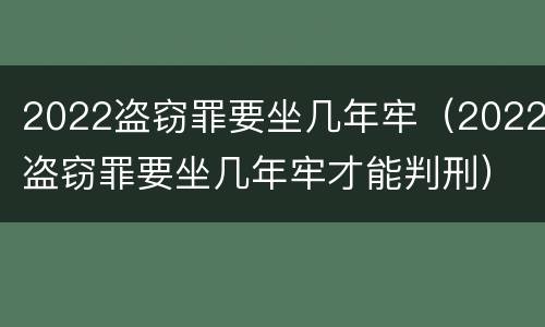 2022盗窃罪要坐几年牢（2022盗窃罪要坐几年牢才能判刑）