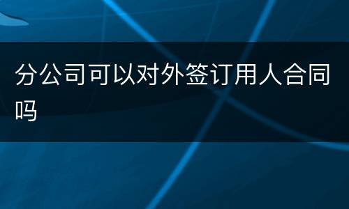 分公司可以对外签订用人合同吗