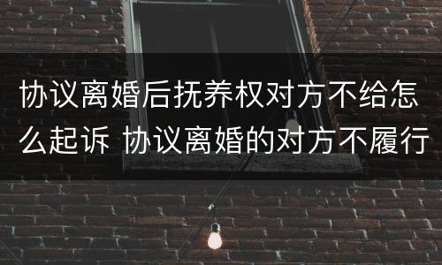 协议离婚后抚养权对方不给怎么起诉 协议离婚的对方不履行抚养费怎么办