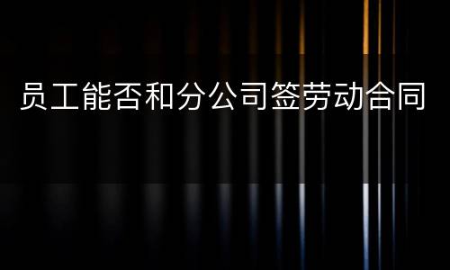 员工能否和分公司签劳动合同