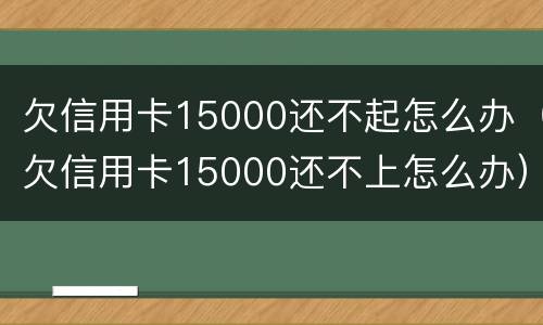 欠信用卡15000还不起怎么办（欠信用卡15000还不上怎么办）