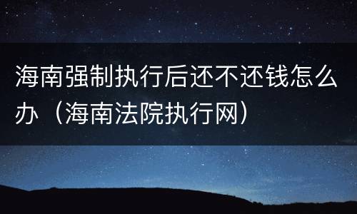 海南强制执行后还不还钱怎么办（海南法院执行网）