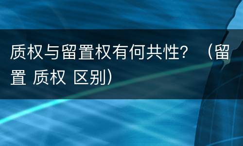 质权与留置权有何共性？（留置 质权 区别）