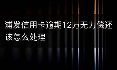 浦发信用卡逾期12万无力偿还该怎么处理