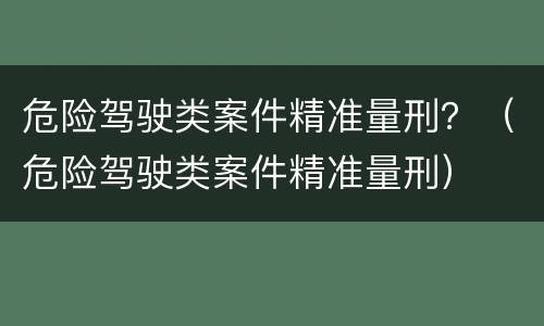危险驾驶类案件精准量刑？（危险驾驶类案件精准量刑）