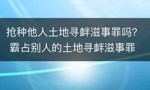 抢种他人土地寻衅滋事罪吗？ 霸占别人的土地寻衅滋事罪