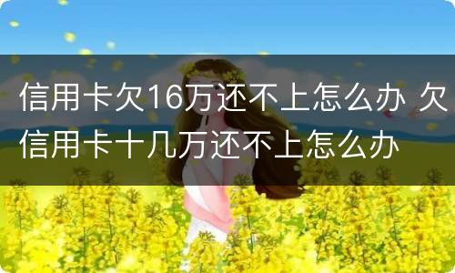 信用卡欠16万还不上怎么办 欠信用卡十几万还不上怎么办