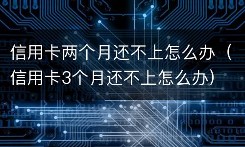 信用卡两个月还不上怎么办（信用卡3个月还不上怎么办）