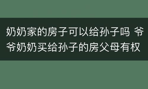 奶奶家的房子可以给孙子吗 爷爷奶奶买给孙子的房父母有权吗