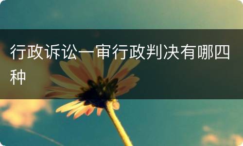 行政诉讼一审行政判决有哪四种