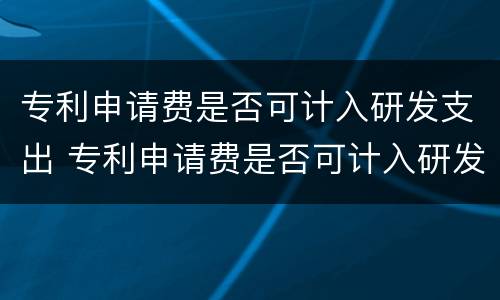 专利申请费是否可计入研发支出 专利申请费是否可计入研发支出费用