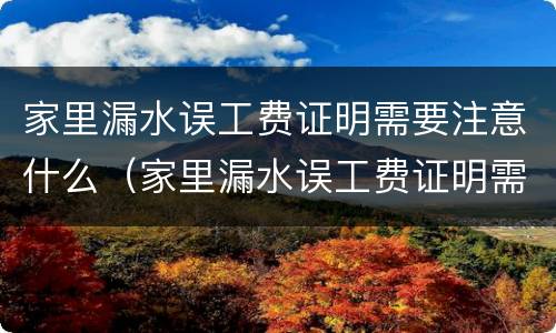 家里漏水误工费证明需要注意什么（家里漏水误工费证明需要注意什么事项）