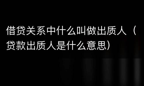 借贷关系中什么叫做出质人（贷款出质人是什么意思）