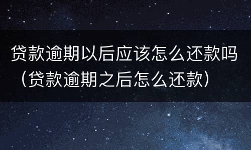 贷款逾期以后应该怎么还款吗（贷款逾期之后怎么还款）