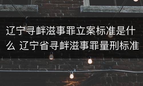 辽宁寻衅滋事罪立案标准是什么 辽宁省寻衅滋事罪量刑标准