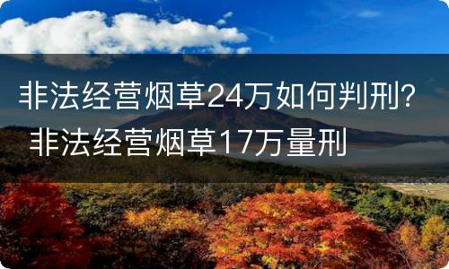 非法经营烟草24万如何判刑？ 非法经营烟草17万量刑