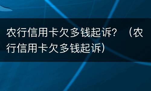 农行信用卡欠多钱起诉？（农行信用卡欠多钱起诉）