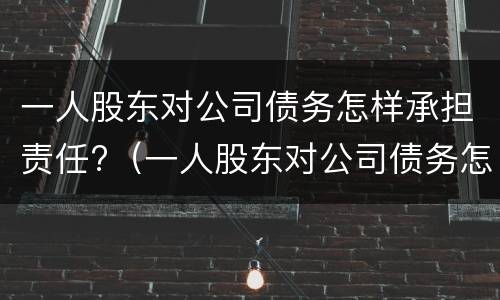 一人股东对公司债务怎样承担责任?（一人股东对公司债务怎样承担责任和义务）
