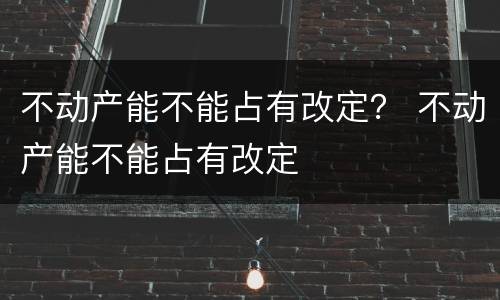不动产能不能占有改定？ 不动产能不能占有改定