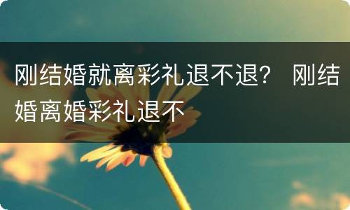 刚结婚就离彩礼退不退？ 刚结婚离婚彩礼退不