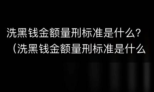 洗黑钱金额量刑标准是什么？（洗黑钱金额量刑标准是什么意思）