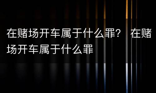 在赌场开车属于什么罪？ 在赌场开车属于什么罪