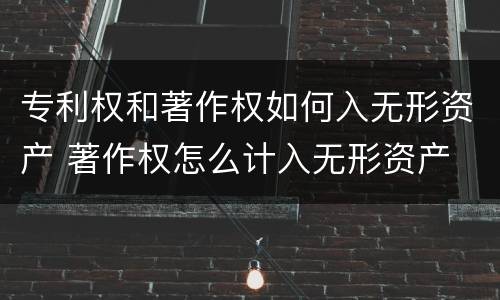 专利权和著作权如何入无形资产 著作权怎么计入无形资产