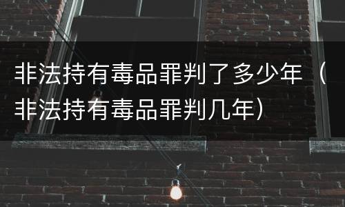 非法持有毒品罪判了多少年（非法持有毒品罪判几年）