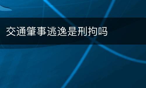 交通肇事逃逸是刑拘吗