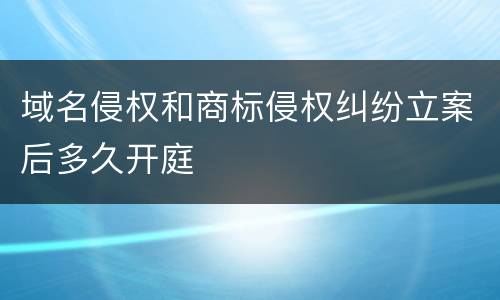 域名侵权和商标侵权纠纷立案后多久开庭