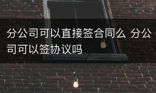分公司可以直接签合同么 分公司可以签协议吗