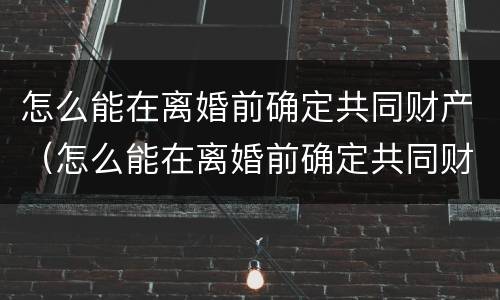 怎么能在离婚前确定共同财产（怎么能在离婚前确定共同财产分割）