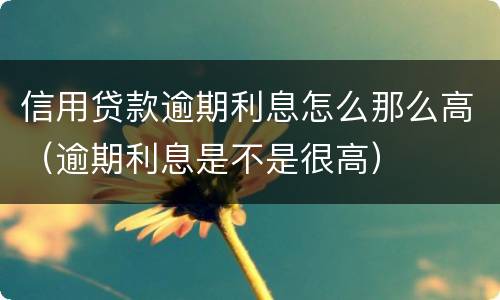 信用贷款逾期利息怎么那么高（逾期利息是不是很高）