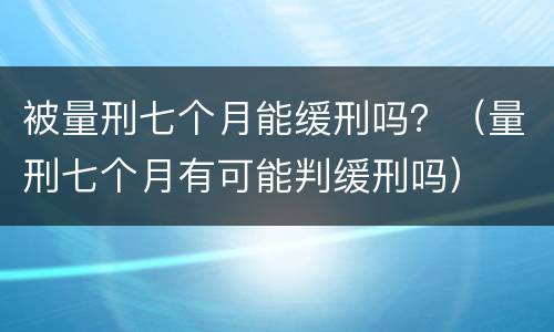 被量刑七个月能缓刑吗？（量刑七个月有可能判缓刑吗）
